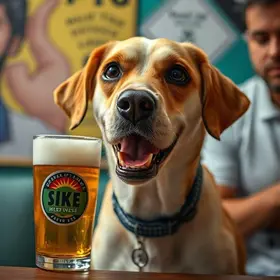 homem dá cerveja para cachorro