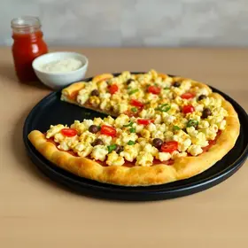 pizza de pipoca, curau, rapadura e pé de moleque