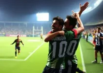 Juninho celebra gol coletivo